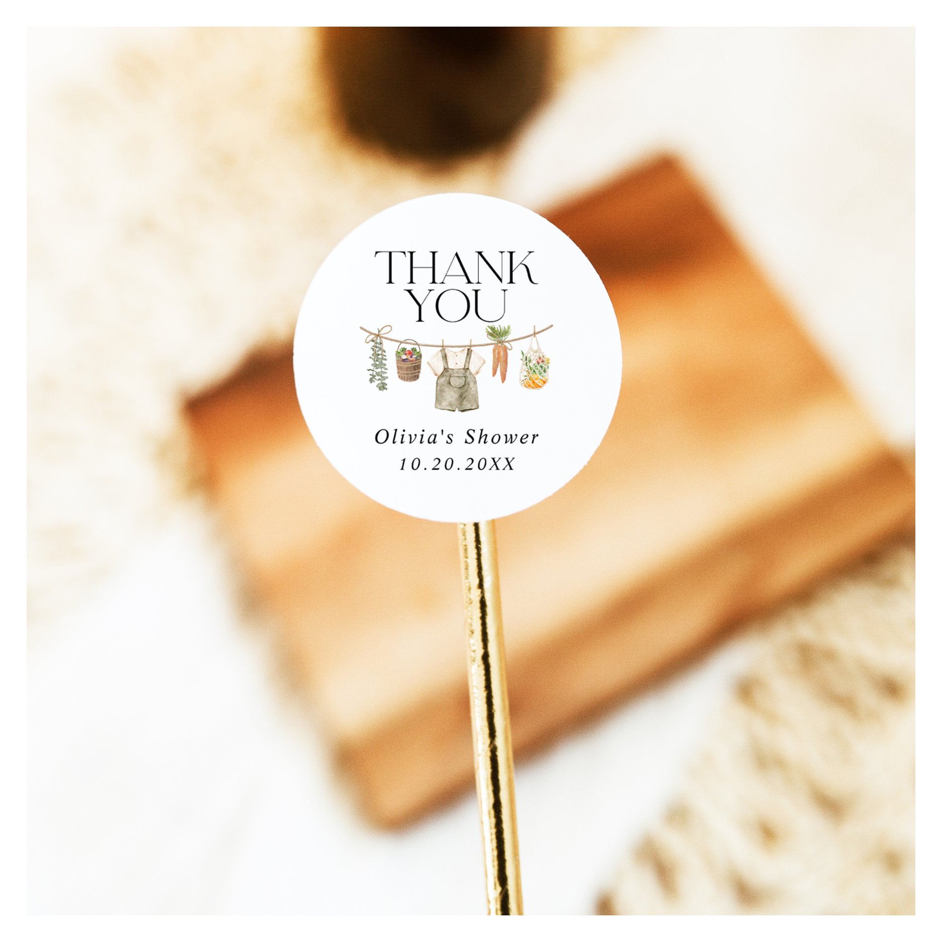 Locally Grown Farmers Market Baby Shower Classic Round Sticker