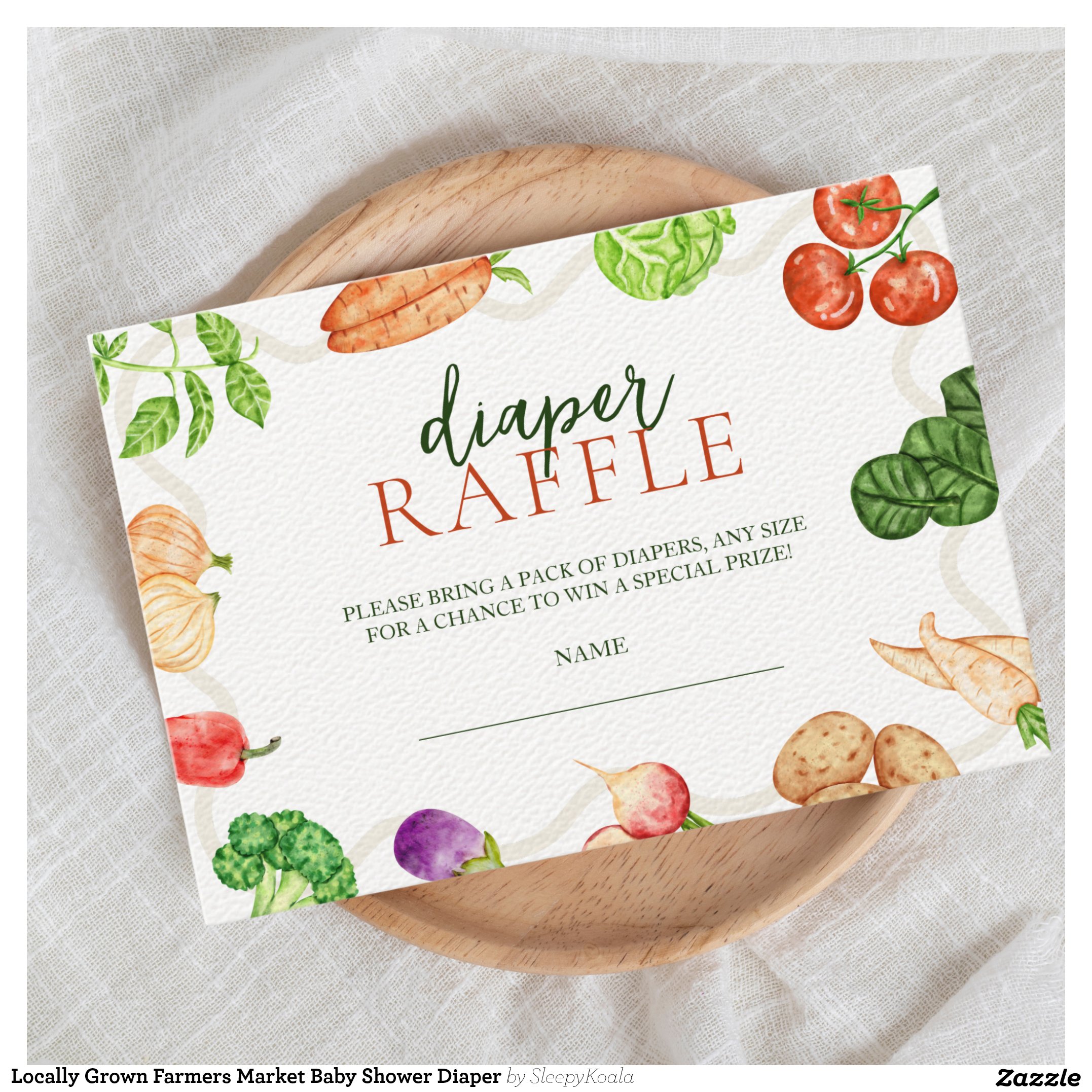 Locally Grown Farmers Market Baby Shower Diaper Enclosure Card