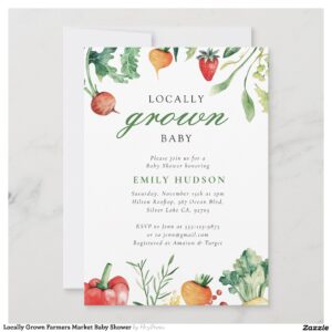 Locally Grown Farmers Market Baby Shower Invitation