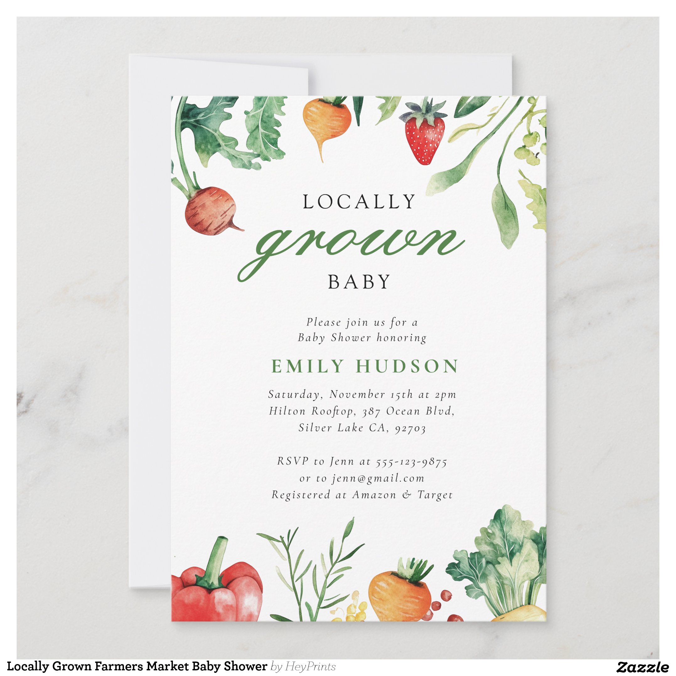 Locally Grown Farmers Market Baby Shower Invitation
