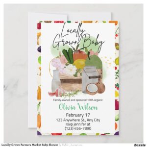 Locally Grown Farmers Market Baby Shower Invitation