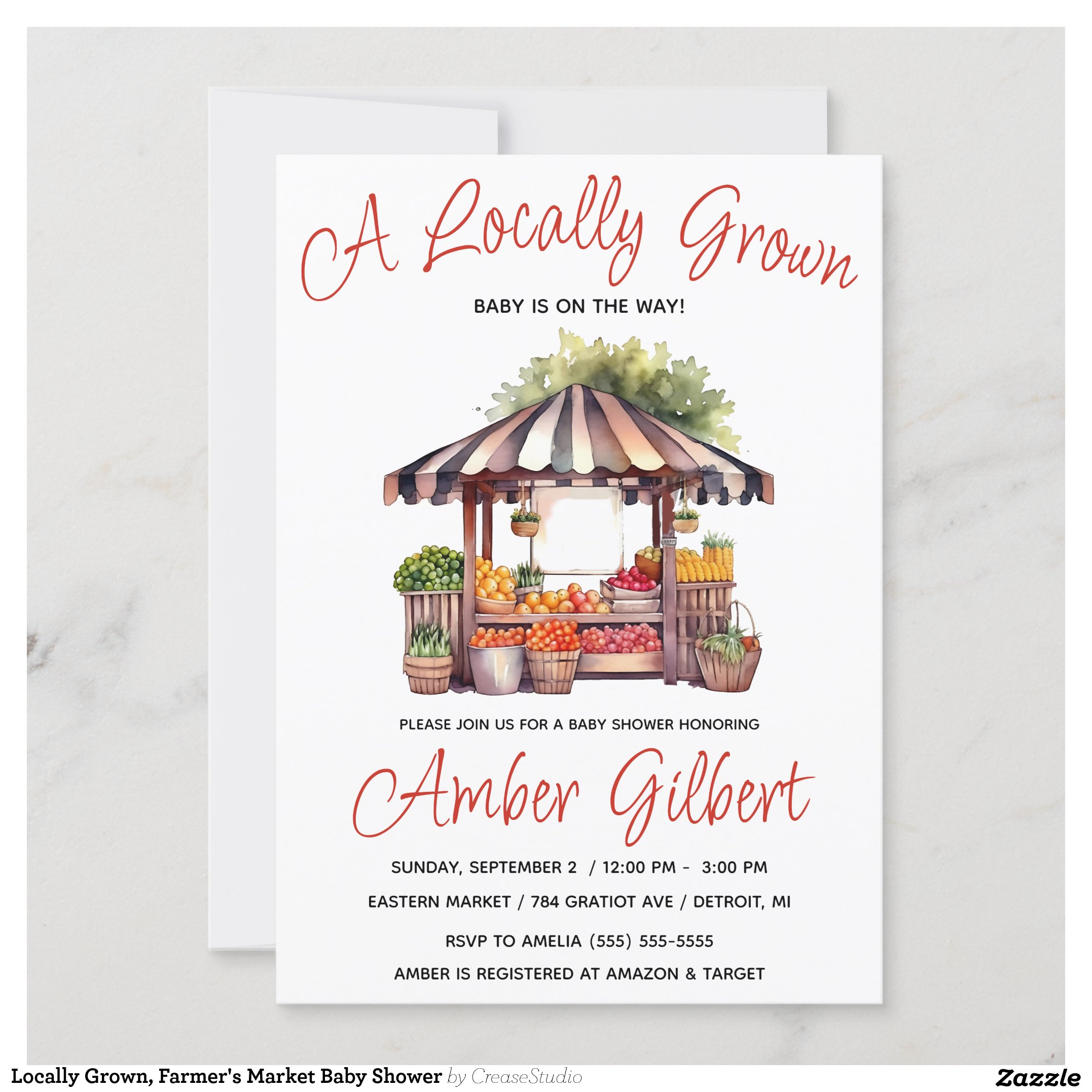 Locally Grown, Farmer's Market Baby Shower Invitation