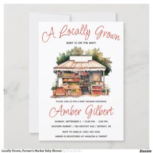 Locally Grown, Farmer's Market Baby Shower Invitation