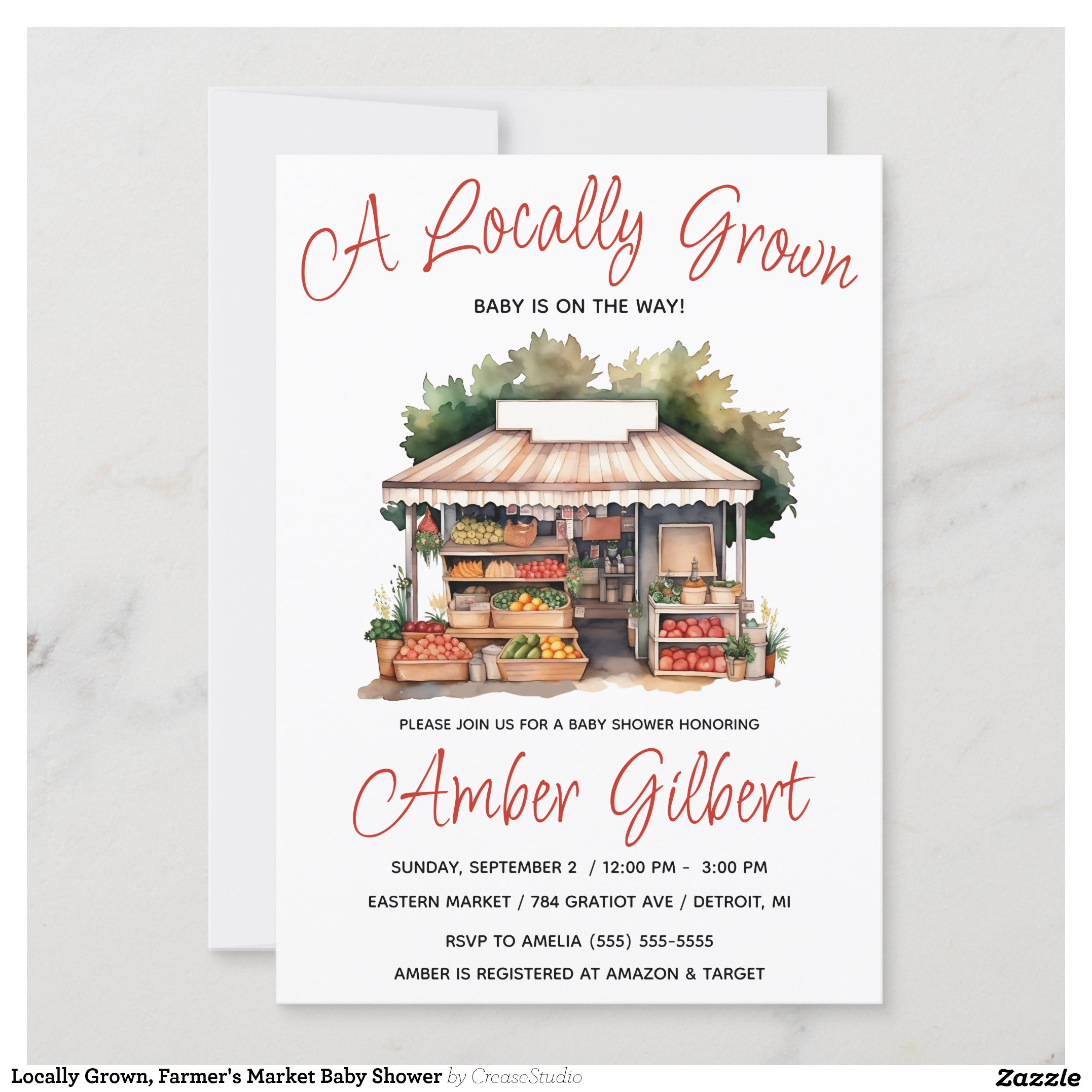 Locally Grown, Farmer's Market Baby Shower Invitation