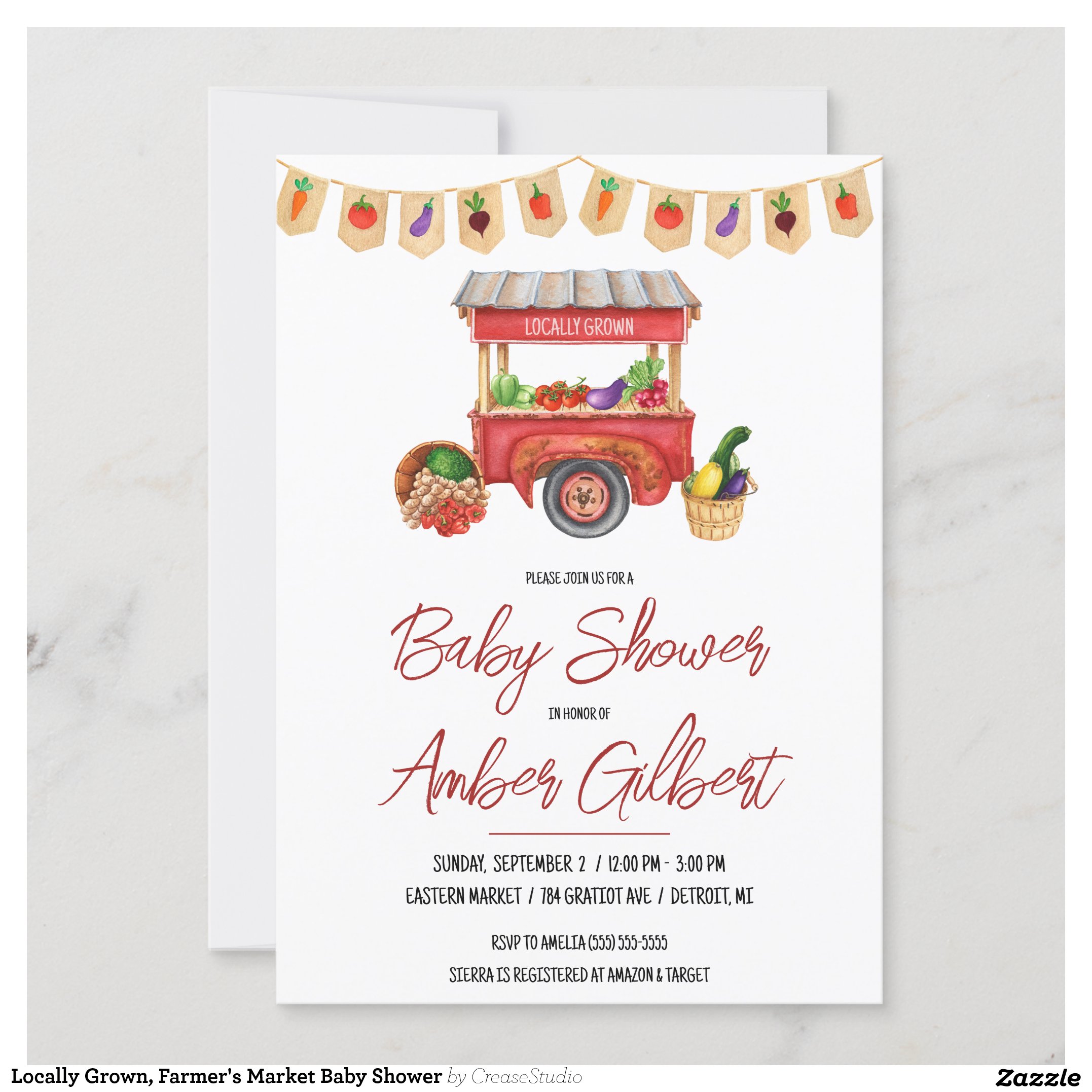 Locally Grown, Farmer's Market Baby Shower Invitation