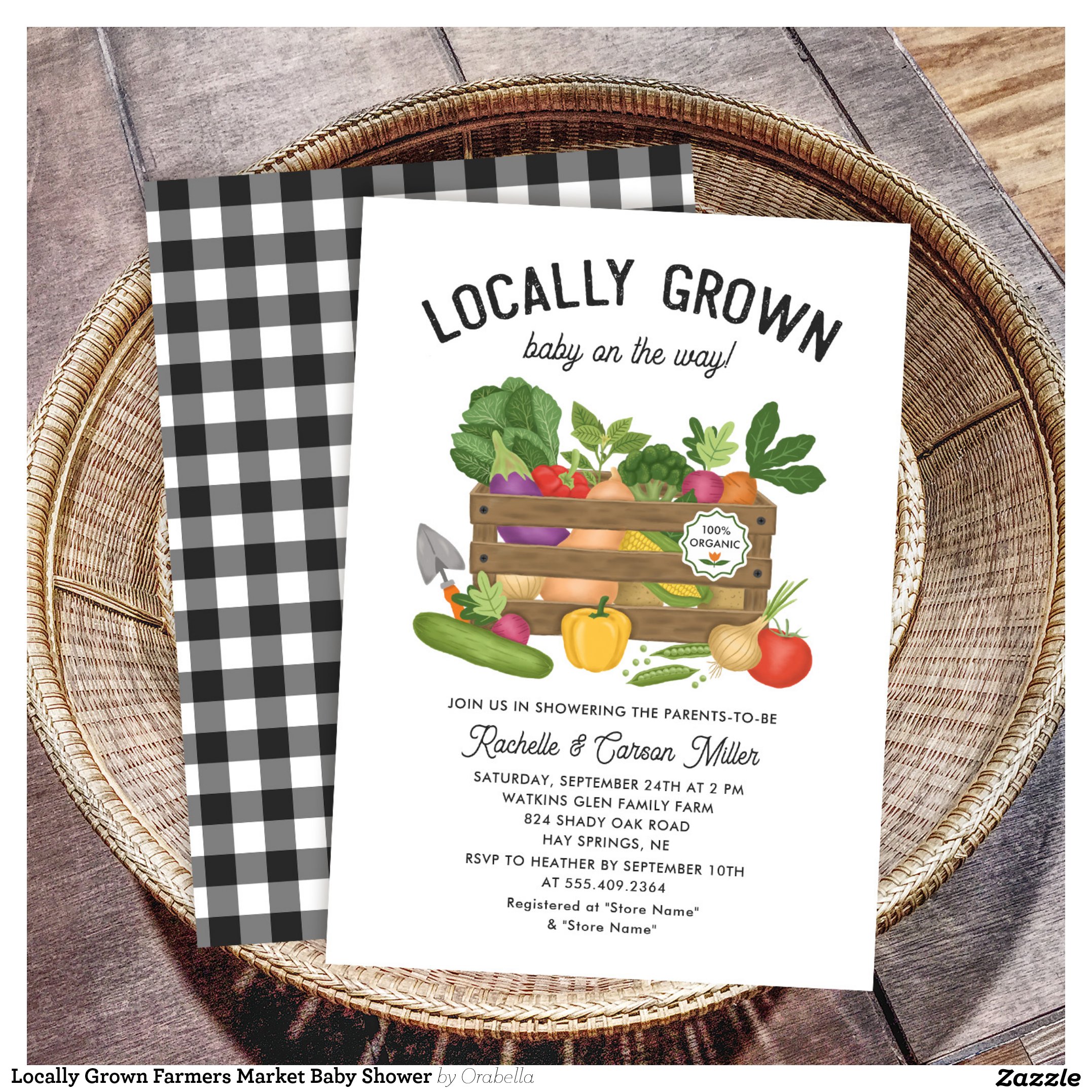 Locally Grown Farmers Market Baby Shower Invitation
