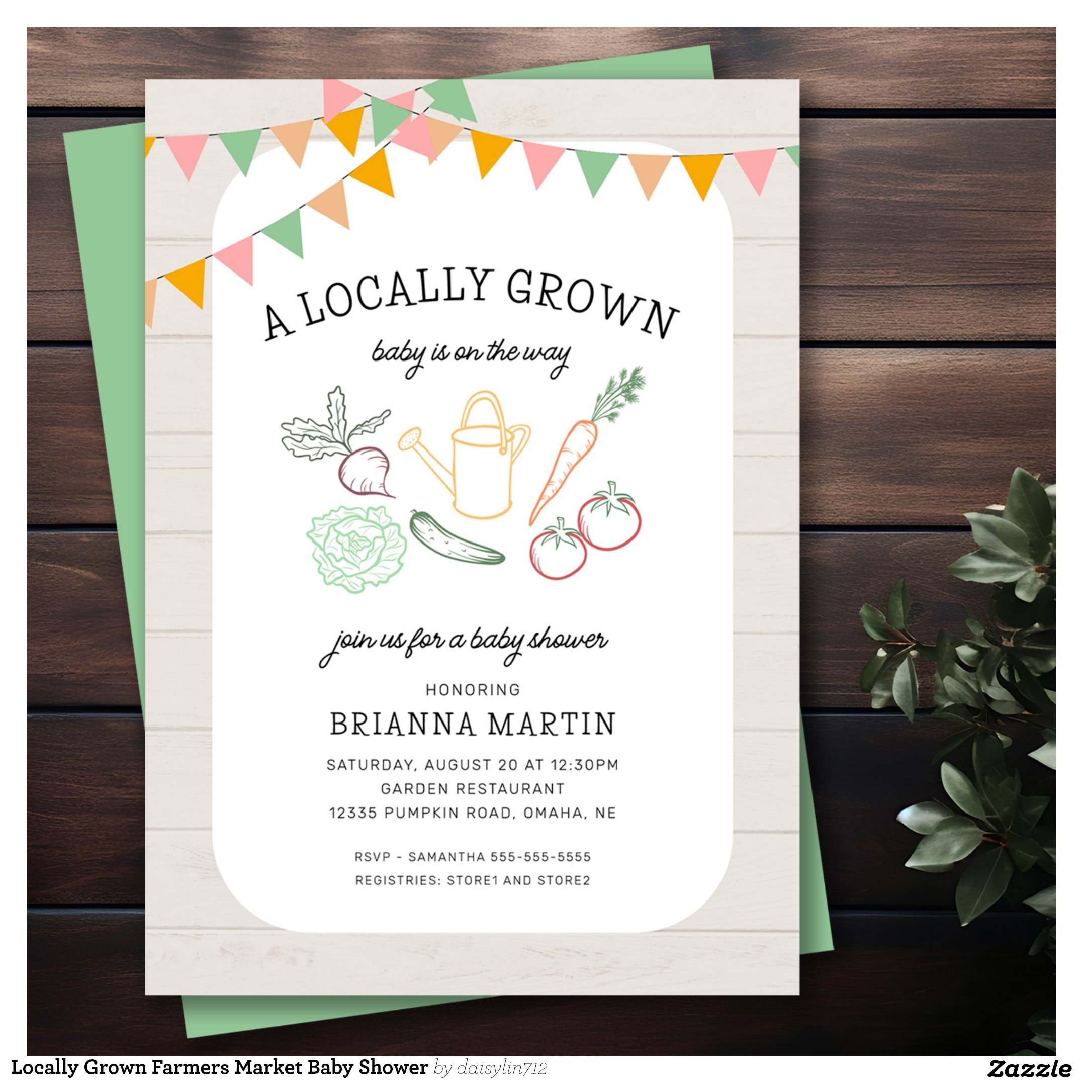 Locally Grown Farmers Market Baby Shower Invitation