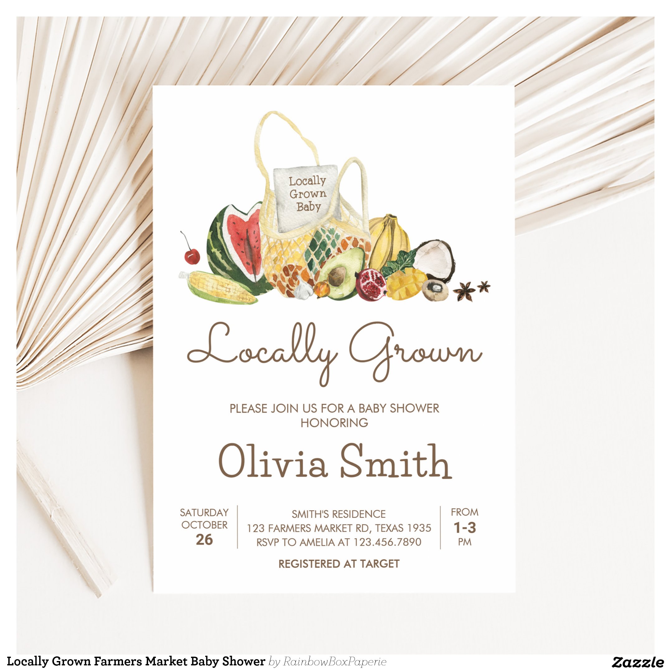 Locally Grown Farmers Market Baby Shower Invitation