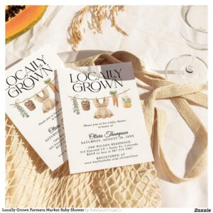 Locally Grown Farmers Market Baby Shower Invitation