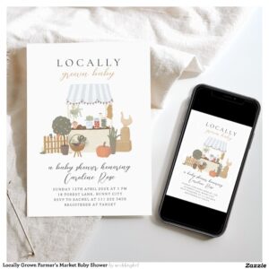 Locally Grown Farmer's Market Baby Shower Invitation