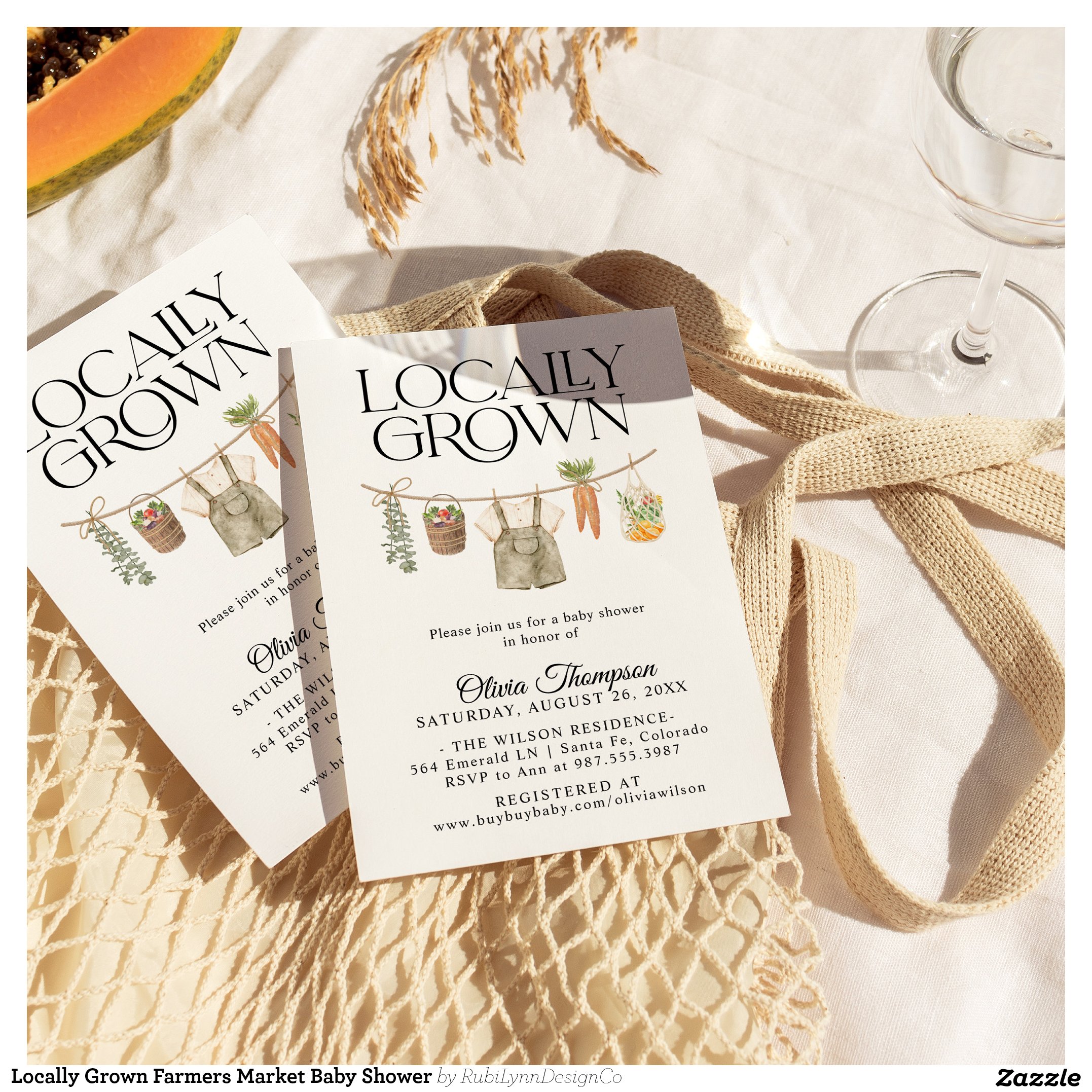 Locally Grown Farmers Market Baby Shower Invitation