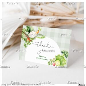 Locally grown Farmers market baby shower thank you