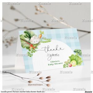 Locally grown Farmers market baby shower thank you