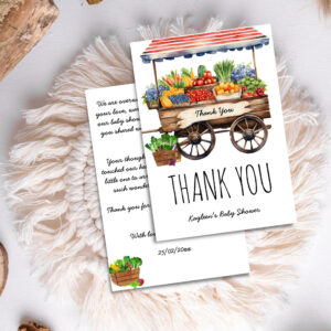 Locally grown farmers market baby shower thank you card