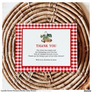 Locally Grown Farmers Market Baby Shower Thank You Card