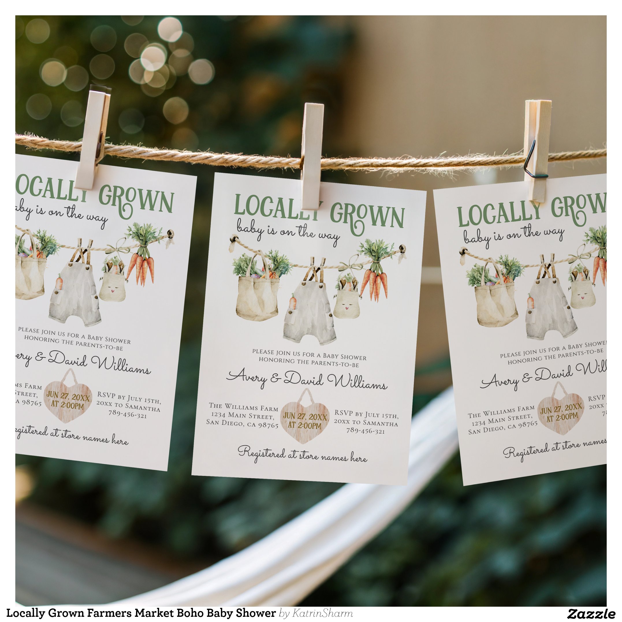 Locally Grown Farmers Market Boho Baby Shower Invitation