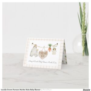 Locally Grown Farmers Market Boho Baby Shower Thank You Card