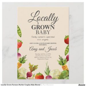 Locally Grown Farmers Market Couples Baby Shower Invitation