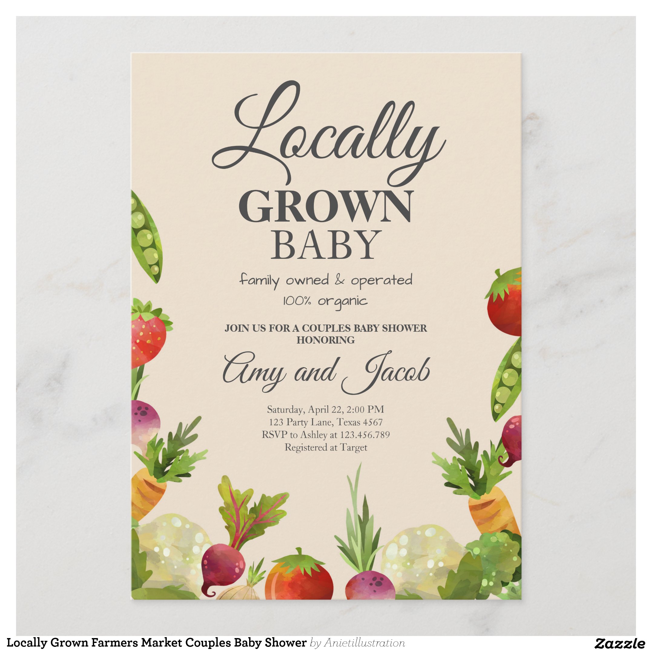 Locally Grown Farmers Market Couples Baby Shower Invitation