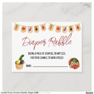 Locally Grown, Farmer's Market, Diaper Raffle Enclosure Card