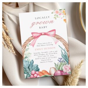 Locally Grown Farmers Market Girl Baby Shower Invitation