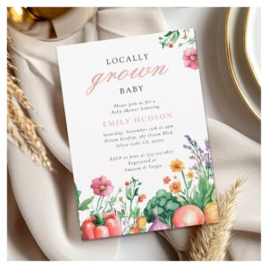 Locally Grown Farmers Market Girl Baby Shower Invitation