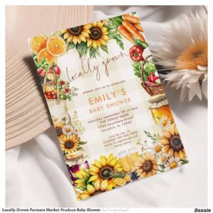 Locally Grown Farmers Market Produce Baby Shower Invitation