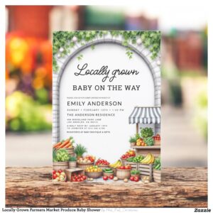 Locally Grown Farmers Market Produce Baby Shower Invitation