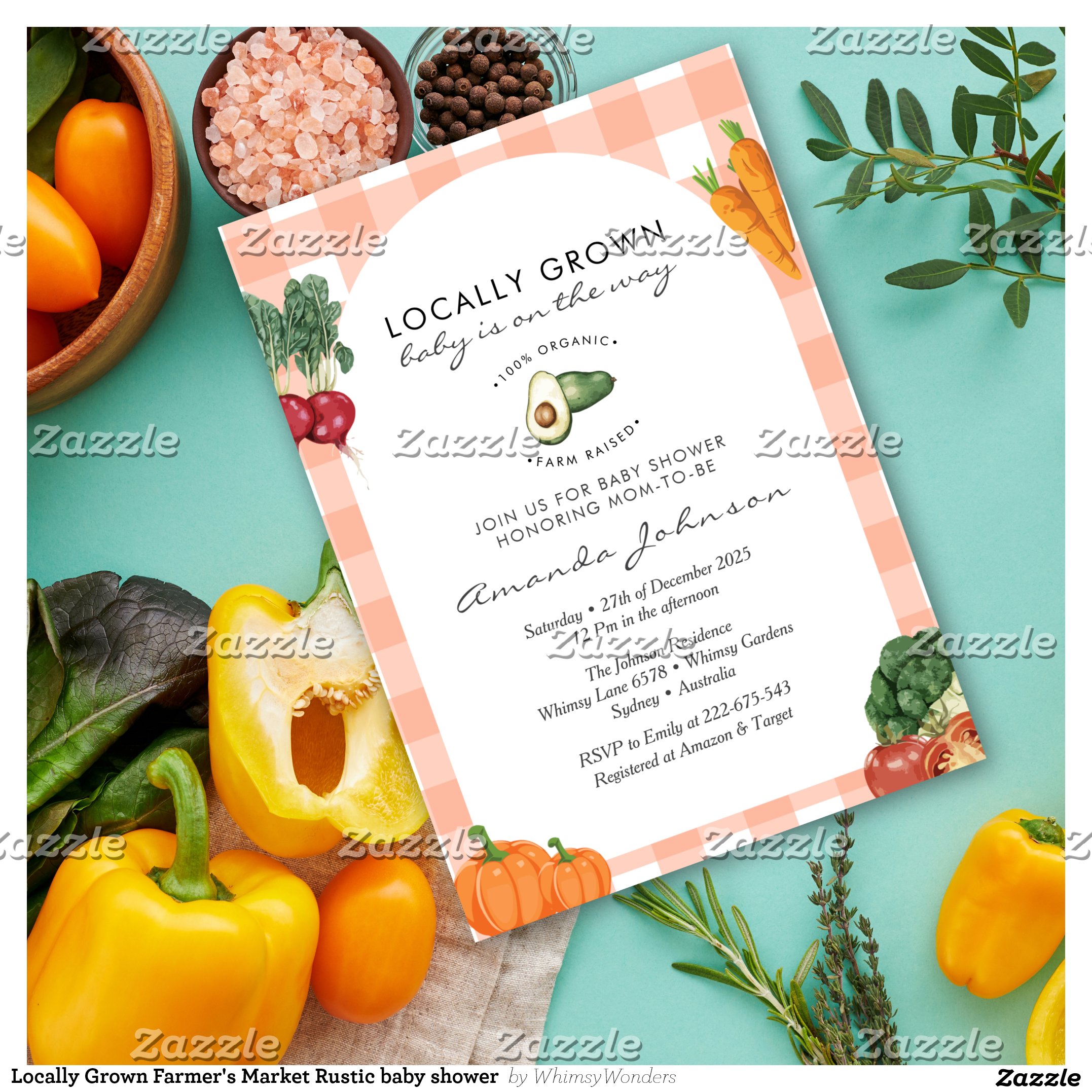 Locally Grown Farmer's Market Rustic baby shower Invitation