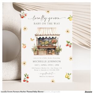 Locally Grown Farmers Market Themed Baby Shower Invitation