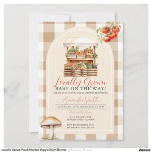 Locally Grown Fresh Market Veggie Baby Shower Invitation