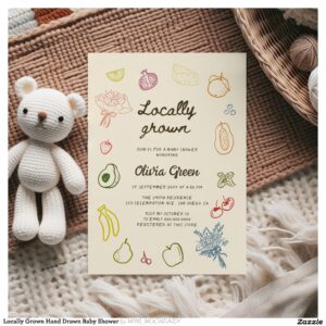 Locally Grown Hand Drawn Baby Shower Invitation
