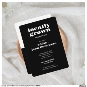 Locally Grown Modern Invitation Colorblock B&W