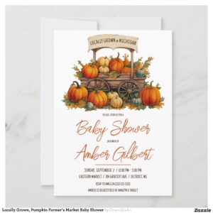 Locally Grown, Pumpkin Farmer's Market Baby Shower Invitation