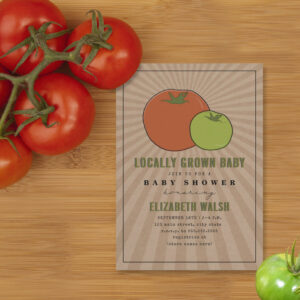 Locally Grown Red & Green Tomato Baby Shower Invit Invitation