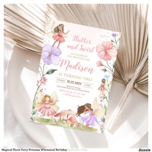 Magical Floral Fairy Princess Whimsical Birthday Invitation