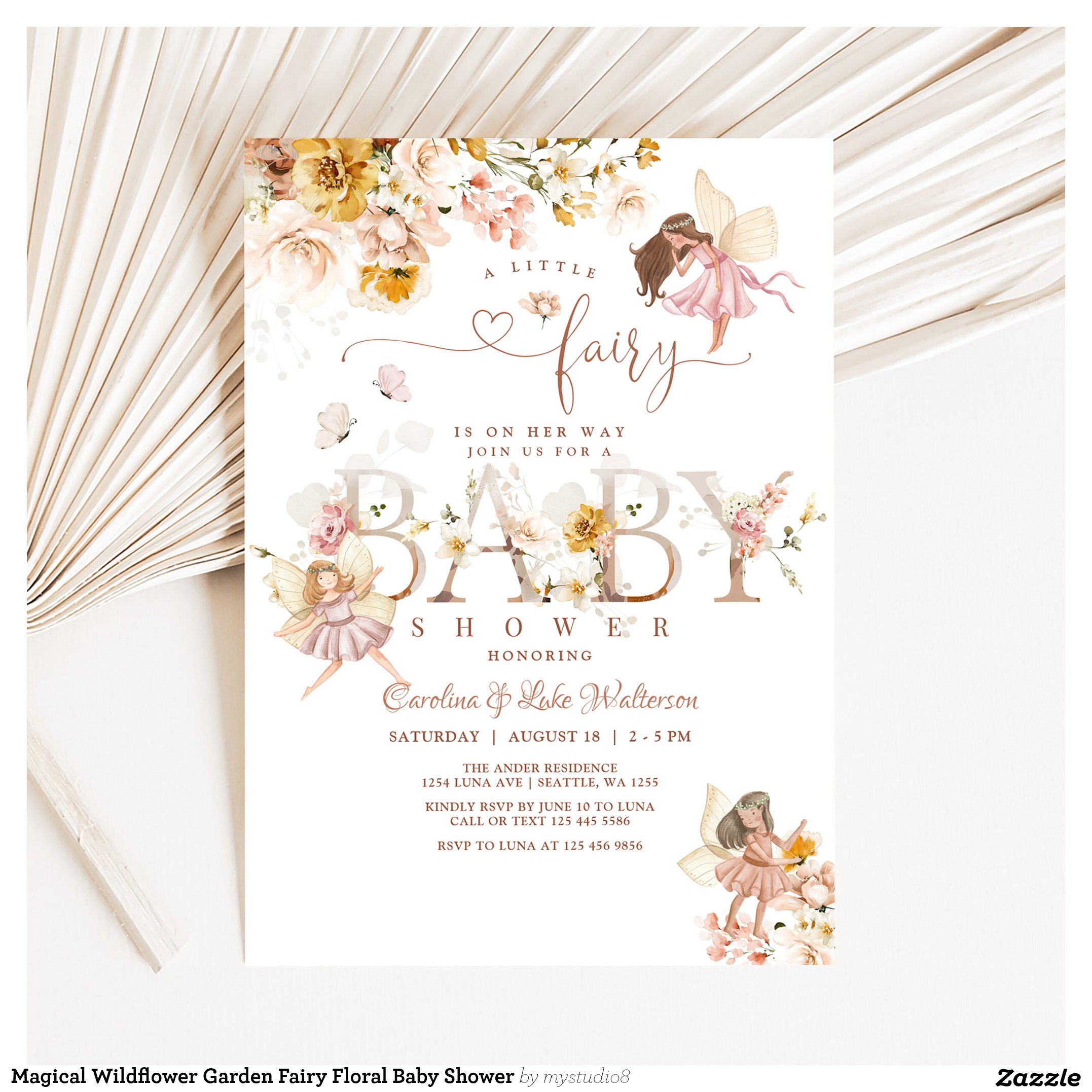 Magical Wildflower Garden Fairy Floral Baby Shower Invitation
