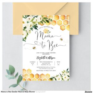 Mama to Bee Gender Neutral Baby Shower Invitation