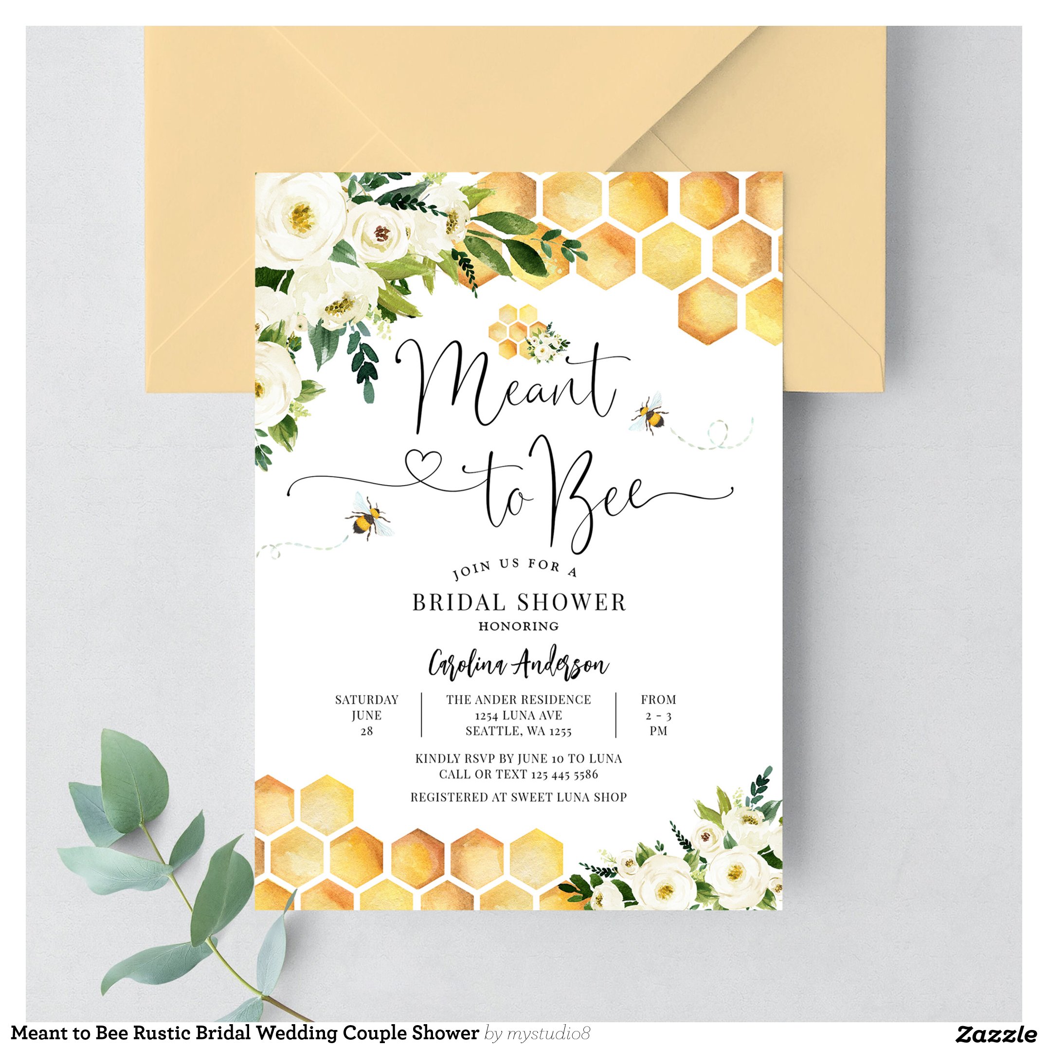 Meant to Bee Rustic Bridal Wedding Couple Shower Invitation