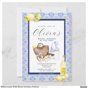 Mediterranean Bridal Shower Invitation, Positano Invitation