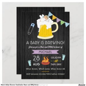 Men's Baby Shower Dadchelor Beer and BBQ Party Invitation