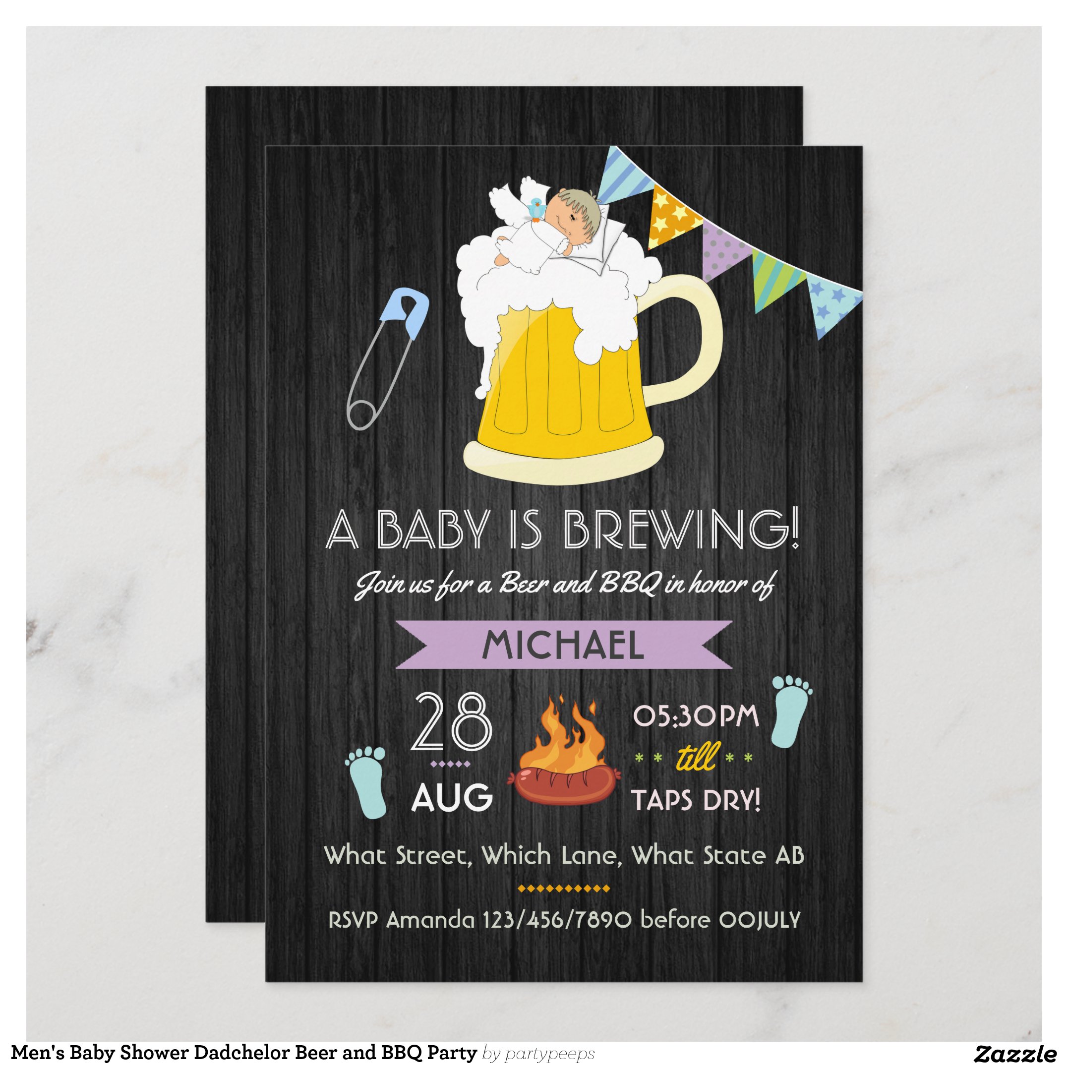 Men's Baby Shower Dadchelor Beer and BBQ Party Invitation