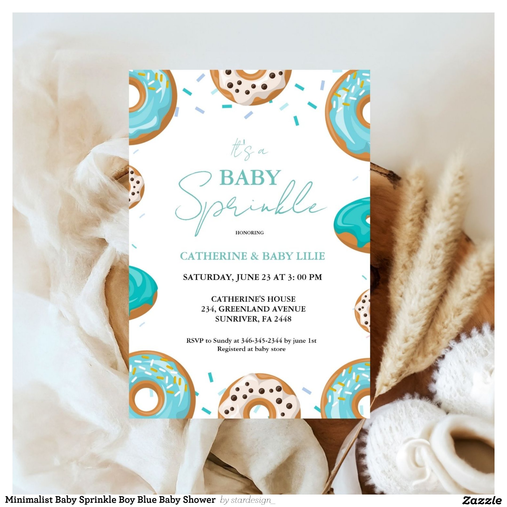 Minimalist Baby Sprinkle Boy Blue Baby Shower Invitation