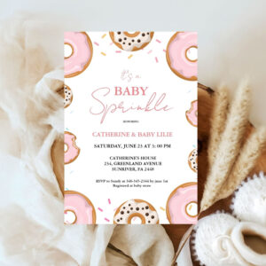 Minimalist Baby Sprinkle Pink Girl Baby Shower Invitation