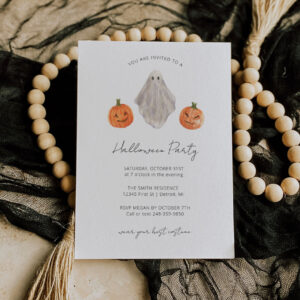 Minimalist Halloween Party Invitation Ghost