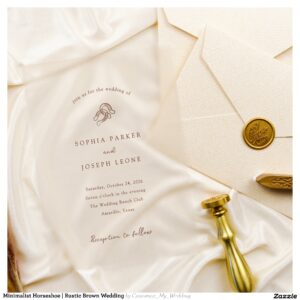 Minimalist Horseshoe Rustic Brown Wedding Acrylic Invitations