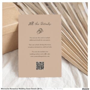 Minimalist Horseshoe Wedding Guest Details QR Code Enclosure Card