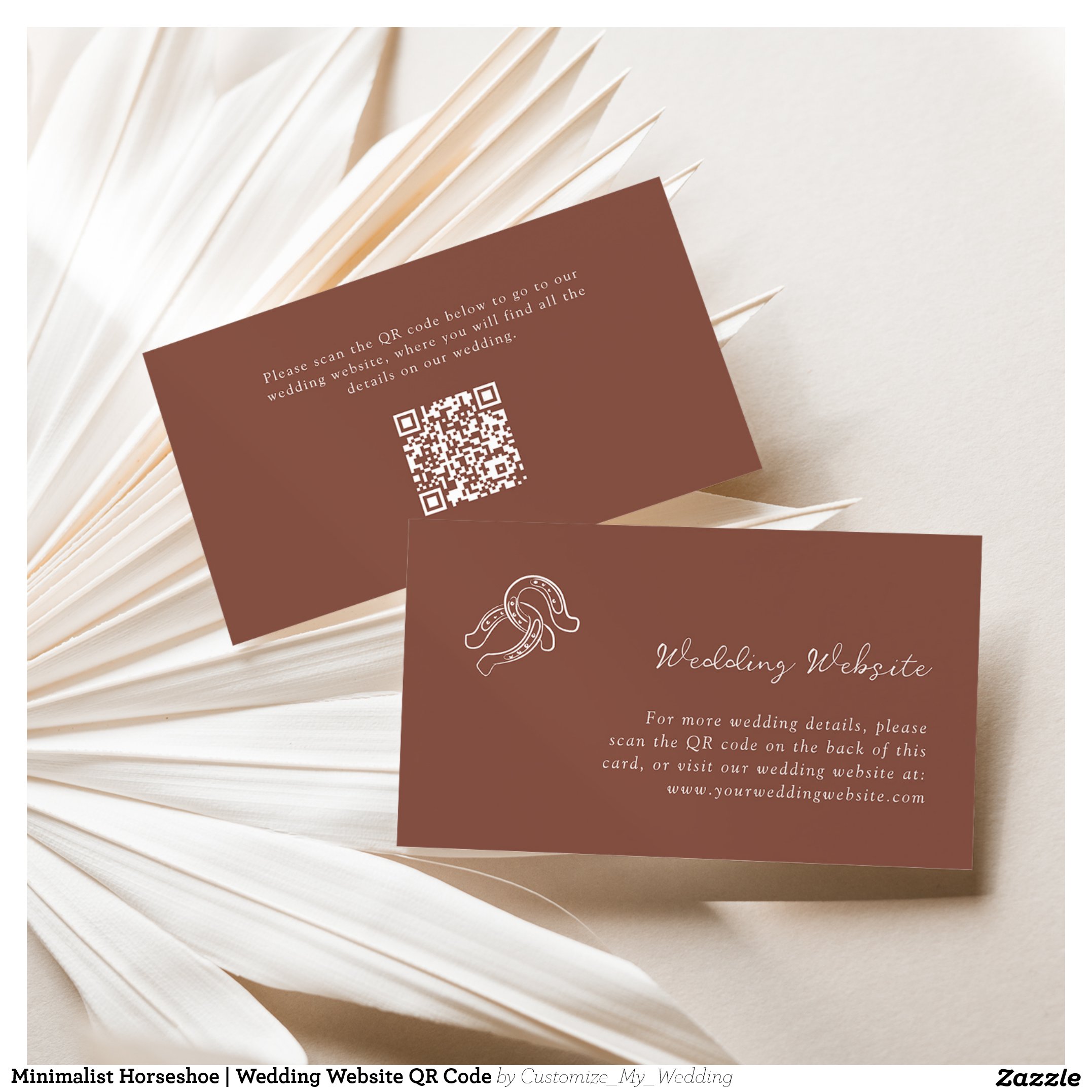 Minimalist Horseshoe Wedding Website QR Code Enclosure Card