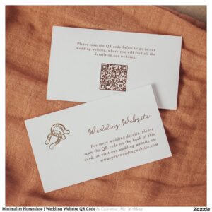 Minimalist Horseshoe Wedding Website QR Code Enclosure Card