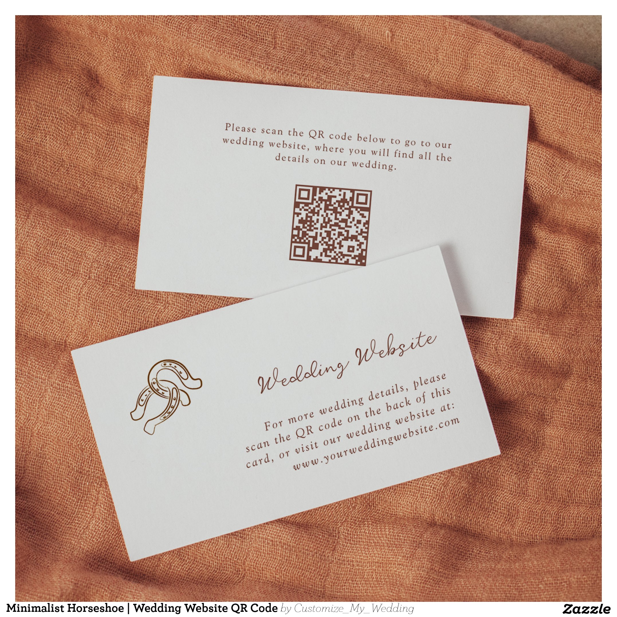 Minimalist Horseshoe Wedding Website QR Code Enclosure Card